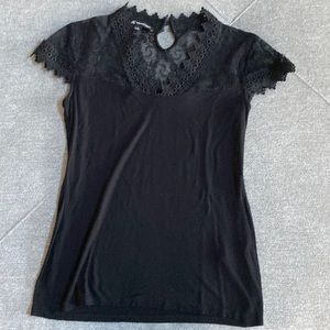 Blouse with lace top